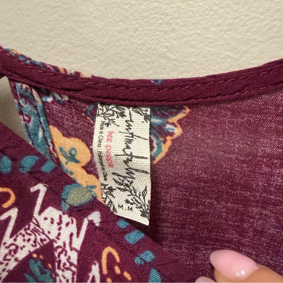 Free People Intimately French Quarter Trapeze Slip Dress - Burgundy Medallion M - Picture 4 of 10
